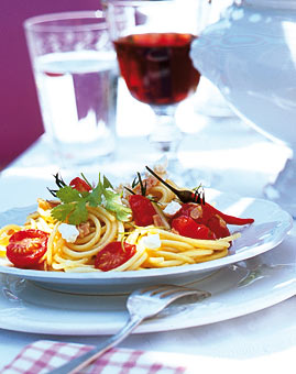 Spaghetti mit Ricotta und Koriander