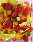 Erdbeer Melonen Salat mit Schinken